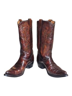 Vintage Rodeo Cowboy Boots Patent Leather Rainbow Peacock Men's